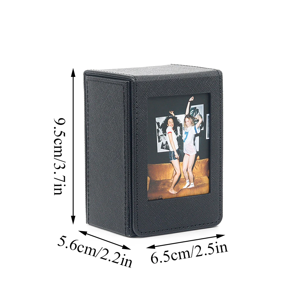 3 Inch Card Box Black Storage Box Portable Photo Card Case PVC Protect Holder Photo Display Storage Box Protectors Container