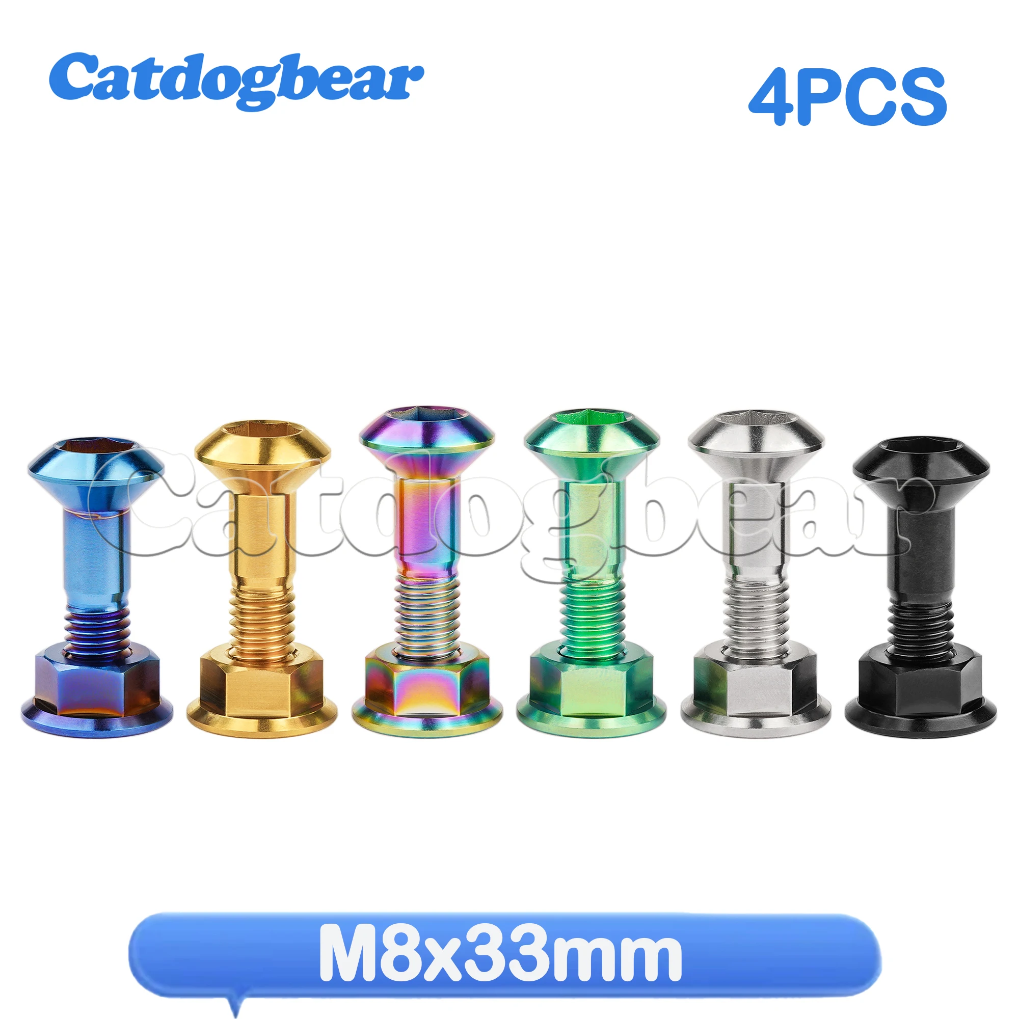 Catdogbear 4pcs Titanium Bolt M8x33mm Torx Head for Motocross Sprocket Rear Disc Chainwheel Fastener Screws Flange Nut