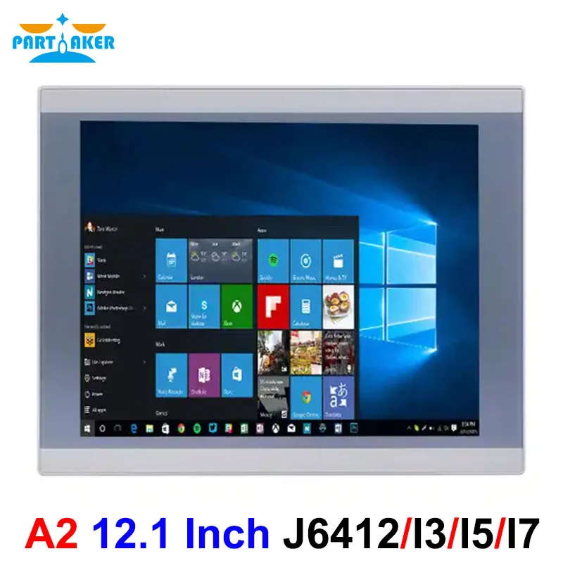 Partaker 12.1'' Industrial Panel PC Fanless High Temp I7/I5/I3/J6412/J1900 Win11 Pro 5-Wire Resistive Touch All-in-One Computer