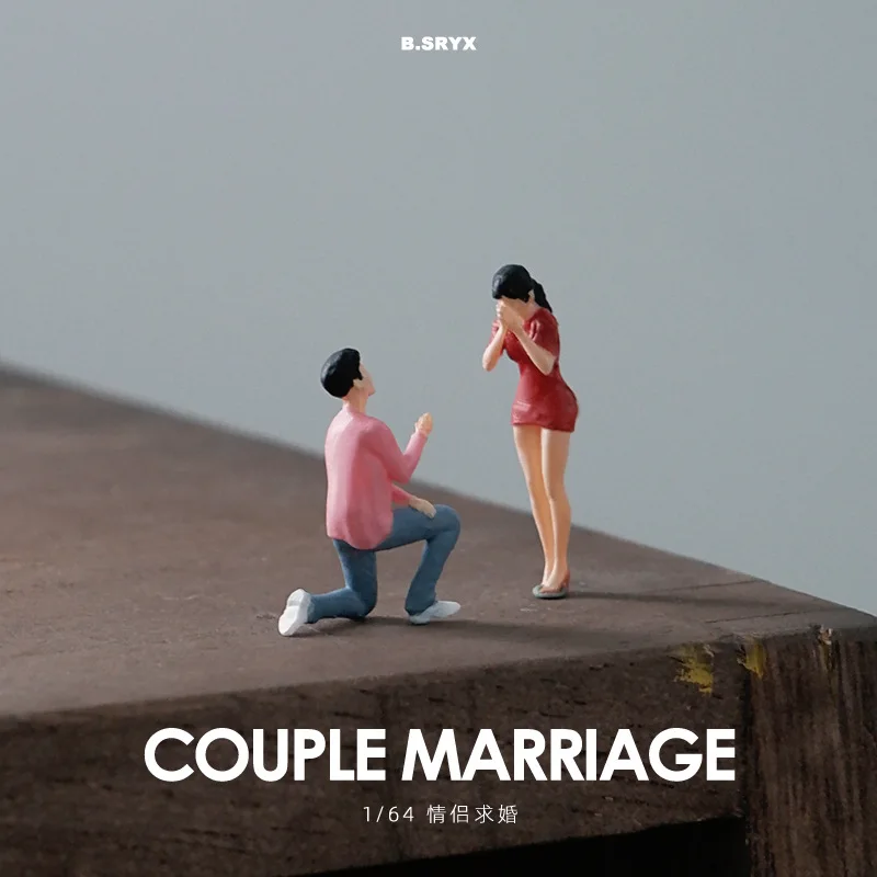 

1/64 Miniature Couple Propose Marriage Doll Model Mini Figurine Scene Landscape Small Scale Photography Prop Display Decoration