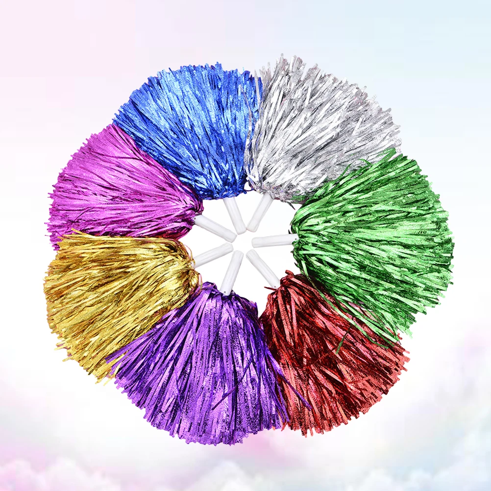

12Pcs Hand Shake Cheerleader Plastic Pom Pom Bright Sports Dance Party Cheerleading Fundraiser Pompoms Accessory Set