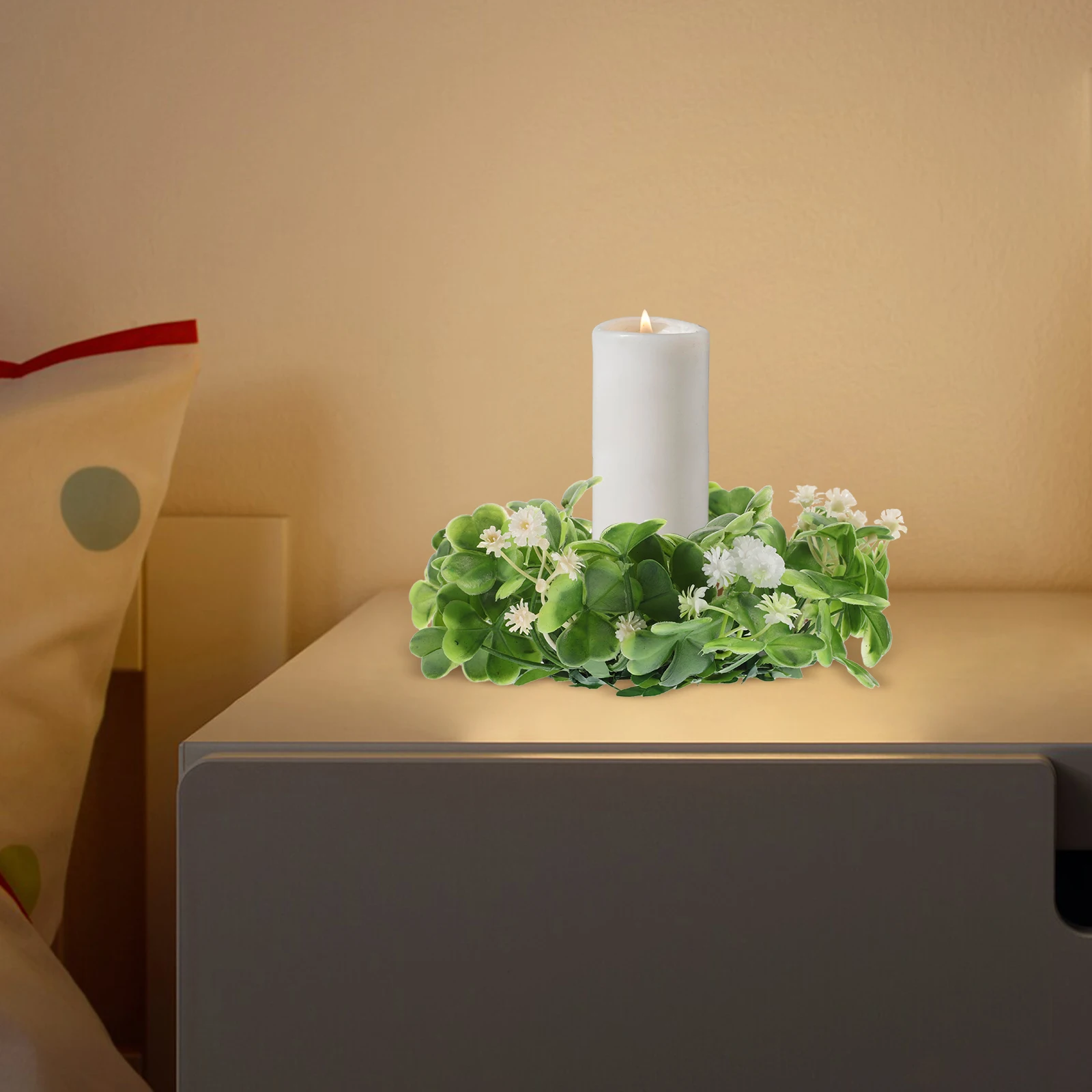 إكليل على شكل أوراق البرسيم الاصطناعية صغير لعيد القديس باتريك - ديكور للعطلات على طراز المزرعة، سطح الطاولة الاحتفالي #2