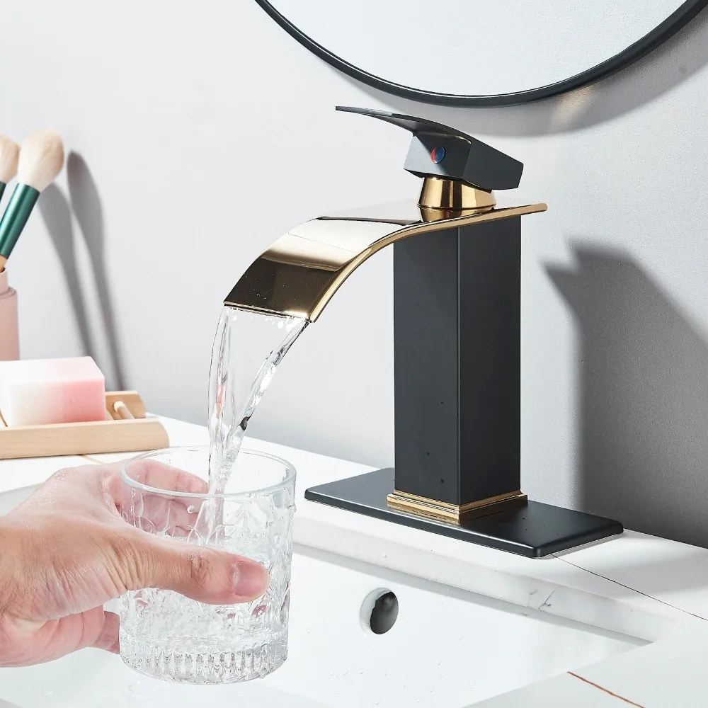 

Смеситель для раковины в ванной комнате, одна ручка, черное золото, смеситель для раковины, подходит для 1 или 3 отверстия