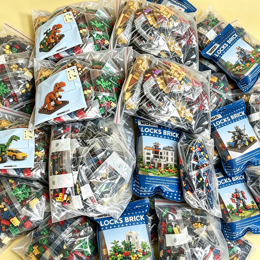 Compatible Creative Random Building Blocks Bulk Mixed Block MOC Parts DIY Bricks Technical Car House Truck Spaceship Toys Gifts