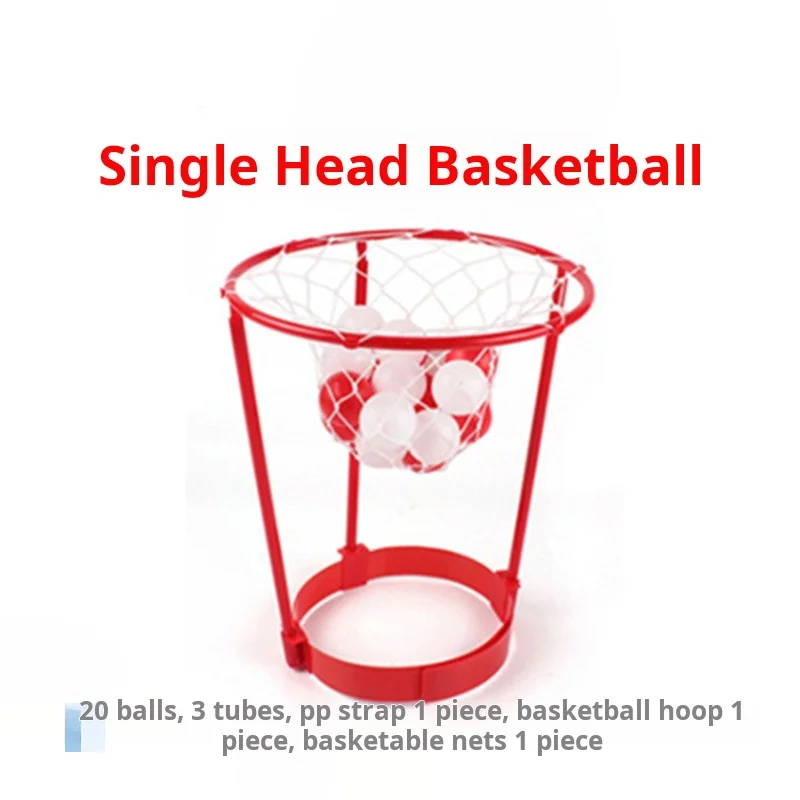 Criatividade cabeça hoop basquete festa jogo para crianças e adultos cesta ajustável net bandana com 20 bolas atividade ao ar livre diversão gif