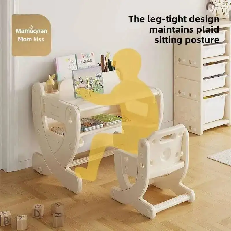 

Children's Study Desk and Chair Set, Adjustable Table, Student's Home Bedroom, Baby's Writing, Early Childhood Education Desk