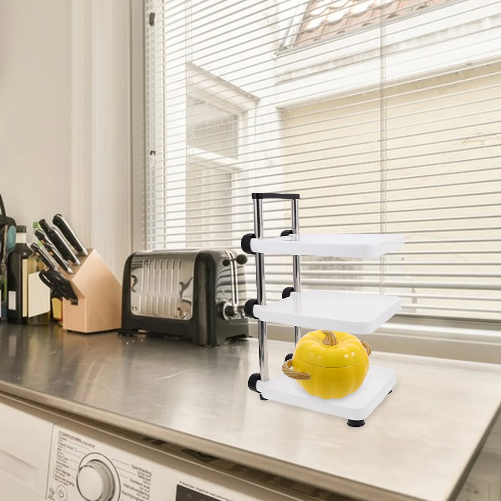 

Multi-tier Kitchen Shelf Heavy Duty Pan Organizer Countertop Cookware Holder Multi-function Pot Rack Easy Clean Surface Storage