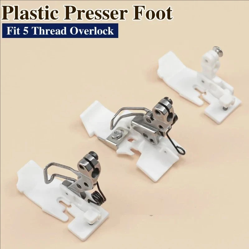 Plastic Presser Foot For 5 Thread Industrial Overlock Sewing Machine Accessories Siruba Pegasus JACK M700 M800 700F 798 988