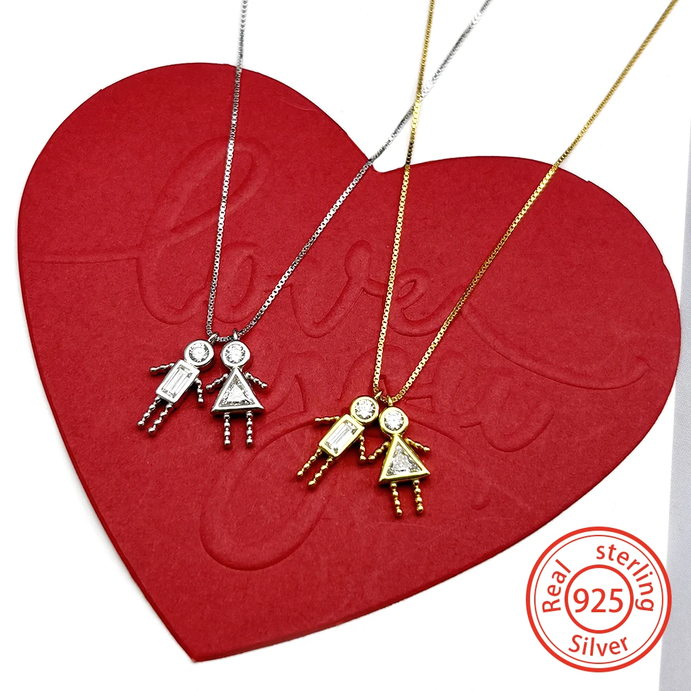 

Цепочка с мультяшными персонажами для пар, для женщин и мужчин, из стерлингового серебра 925 пробы, с кристаллами, милый подарок на День святого Валентина или годовщину, ювелирные украшения.