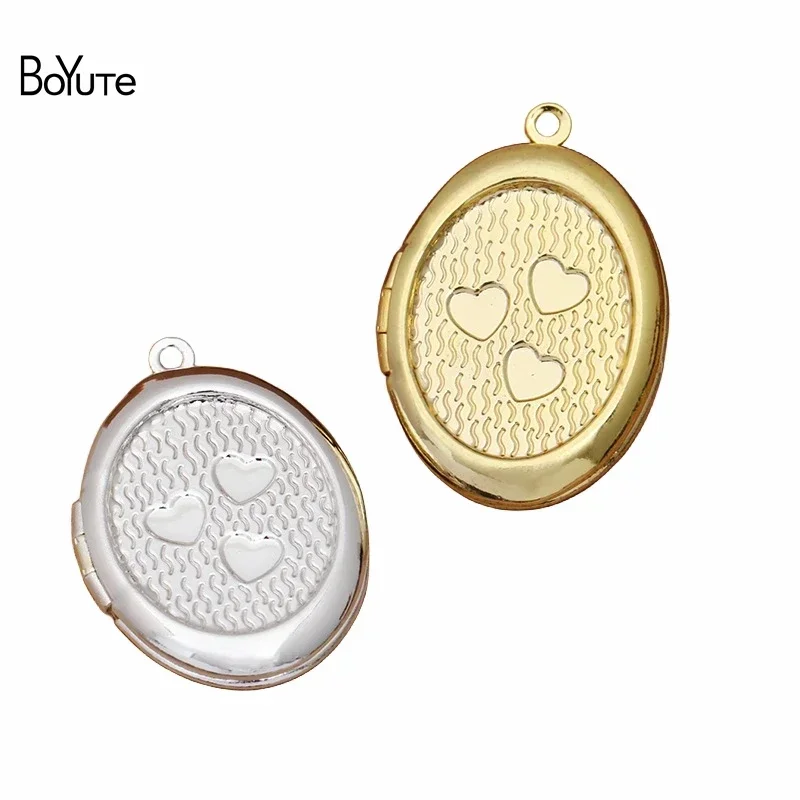 BoYuTe (10 Pieces/Lot) Diy Jewelry Locket 19*25*5MM Metal Brass Oval Shape Floating Locket Pendant Wholesale