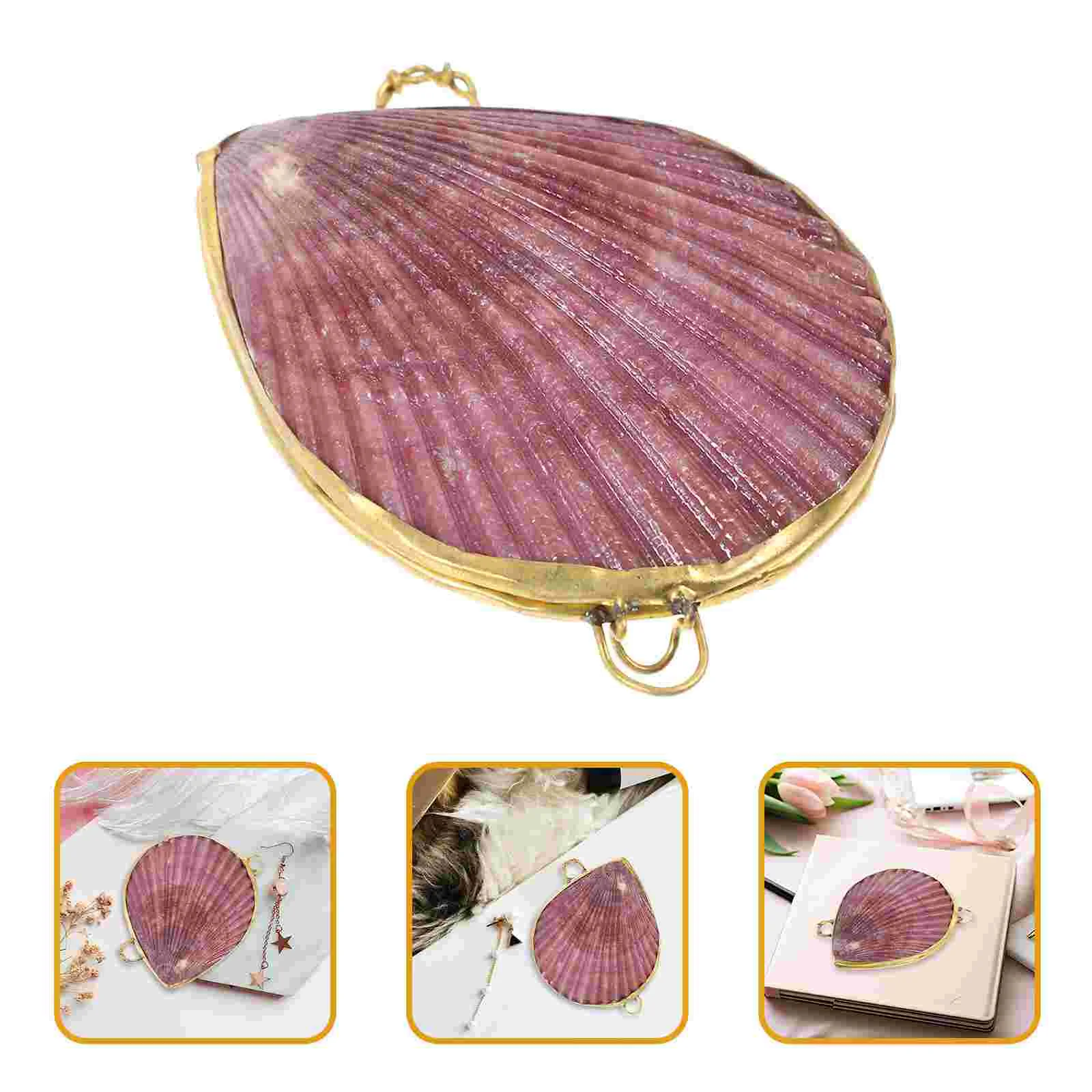 Seashell Jewelry Dish Storage Box Container Pearl Oyster Ring Metal Earring Case