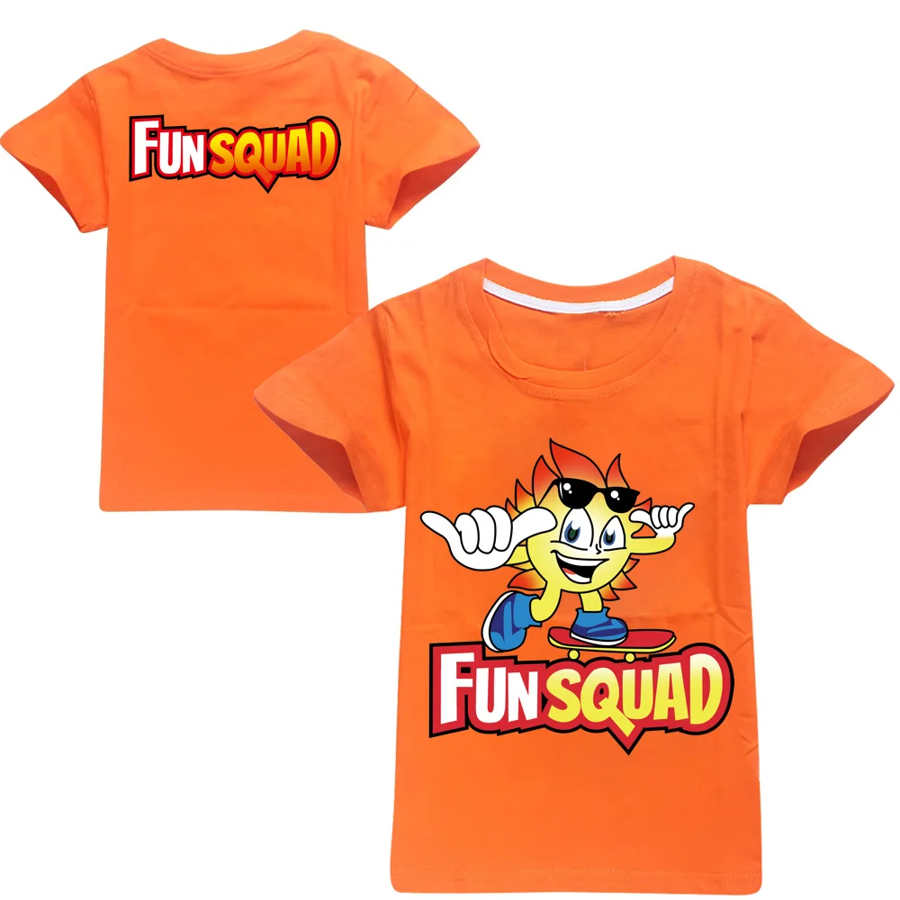 New Boys Kawaii Fun Squad Gaming Cotton Printing T-shirts Cartoon Short-sleeved Girls T-shirt Summer Casual All-match Tops