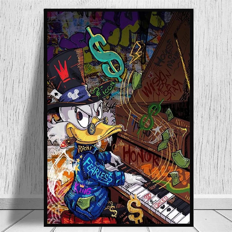 Luxury Disney Diamond Art Mickey Mouse And Donald Duck Diamond Painting 5D Full Drill Graffiti Banksy Decor Rhinestones Pictures