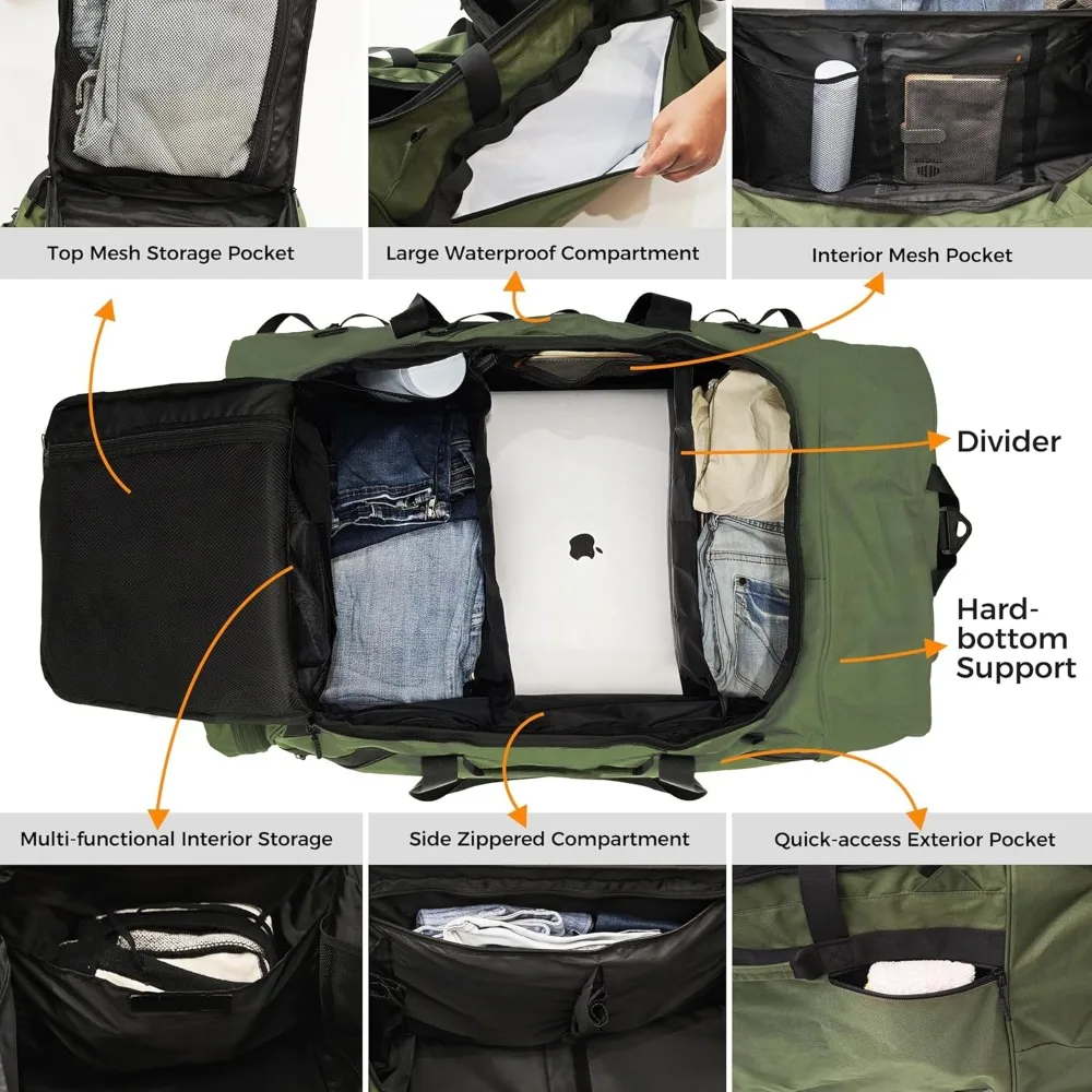 กระเป๋าเดินทางแบบมีล้อขนาด 110 ลิตร/120 ลิตร - ดีไซน์ไม่หย่อนคล้อย 28 นิ้ว สำหรับบรรทุกของหนัก กระเป๋าเดินทางกันน้ำพร้อมสายสะพายและช่องแบ่ง