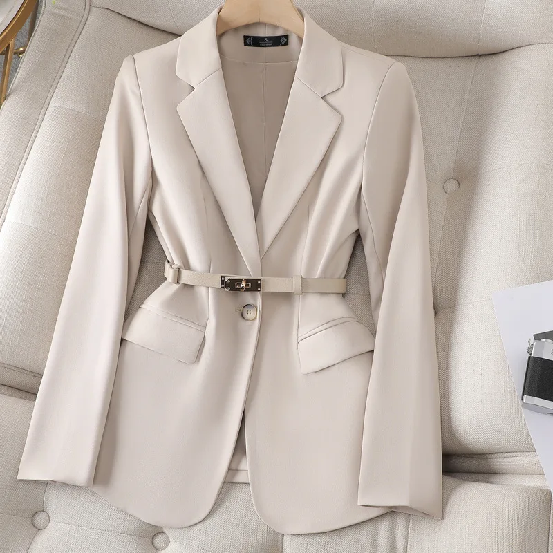 Suit Jacket Women\'s Solid Color Professional Casual Fashion Versatile Simple Temperament Plus Size Coats 2024 Autumn Winter