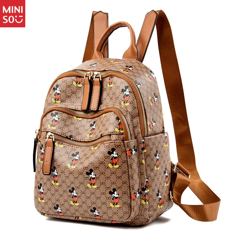Mochila Miniso 2025 Mickey Mouse para mulheres, bolsa de viagem grande, mochila moderna e multifuncional