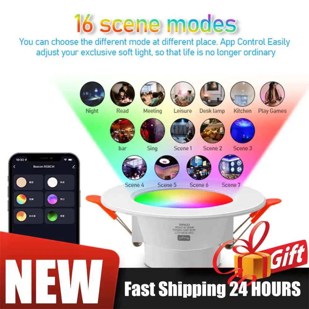 Bluetooth Round Panel Light 10W Smart LED Downlight APP Remote Control Color Changing Lamp for Home Living Room Bedroom Lighting