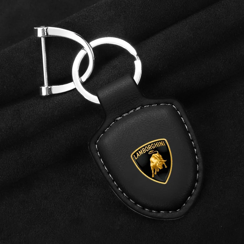 New Car Shield Keychain Rings For Lamborghini Urus Huracan Aventador Premium Leather Keyring Holder Pendant Gifts Accessories view 3