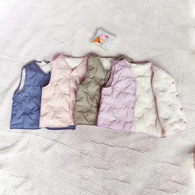 2026 New Children Warm Cotton Vest Fashion 2 To 12 Years Boys Girls And Baby Autumn Winter Waistcoats Casual Kids Clothing Tops