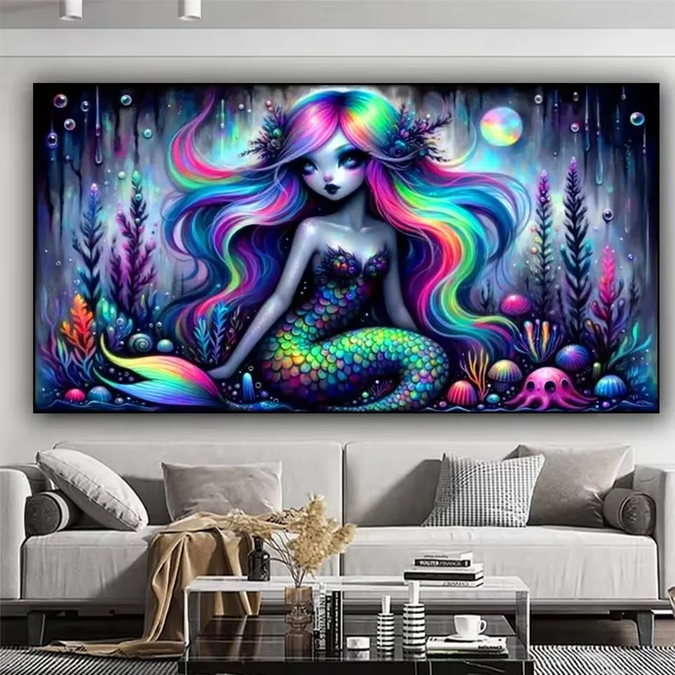 Cartoon Colorful Mermaid Diy diamond painting New 2025 Full Square/Round Diamond Mosaic Pattern Embroidery Large Size Home Decor