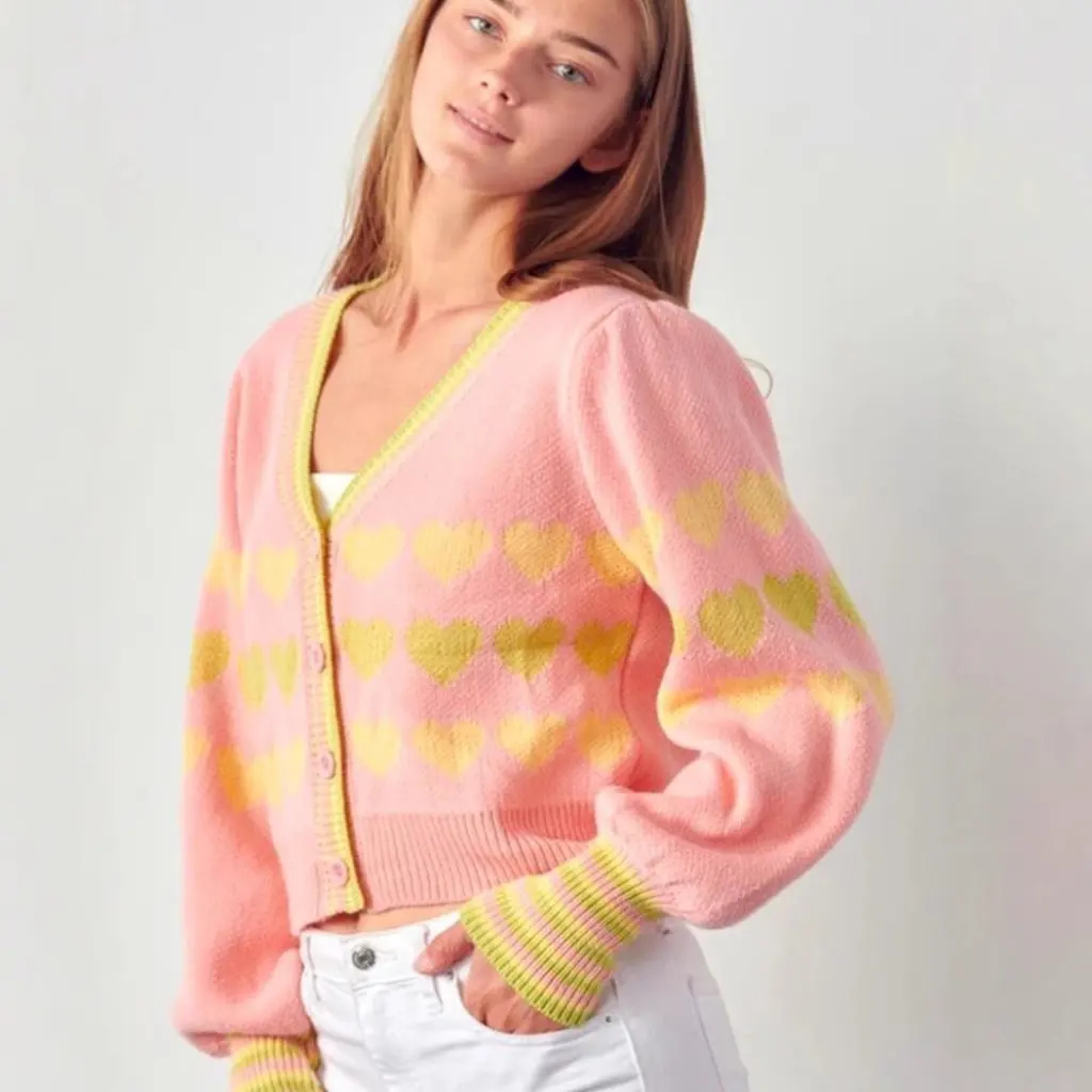 

Женский короткий вязаный кардиган с v-образным вырезом, повседневный свитер с вышивкой Love, куртка контрастного цвета в европейском и американском стиле