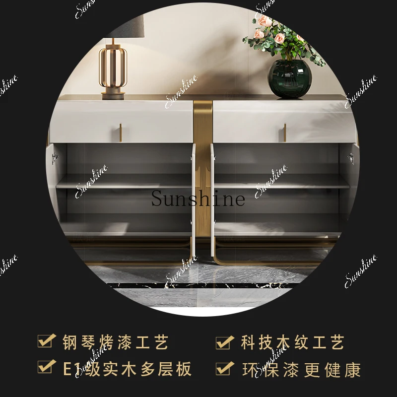 Italian light luxury solid wood dining side cabinet foyer storage high-end entrance cabinet FT