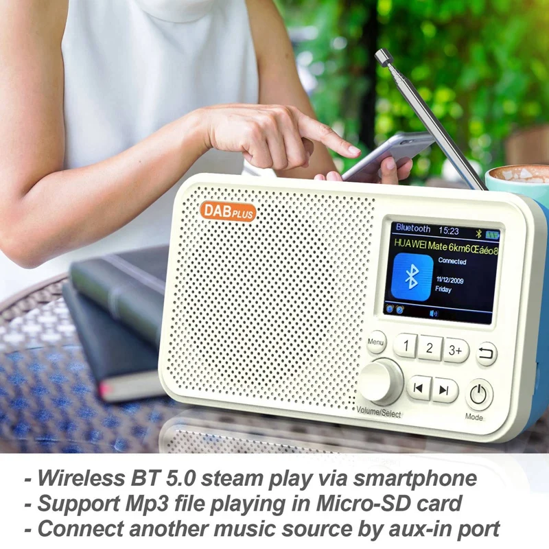 

Portable DAB/DAB+ & FM Digital Radio With Bluetooth And TF Card Mp3 Play, 2.4 Inch Colour LCD Screen