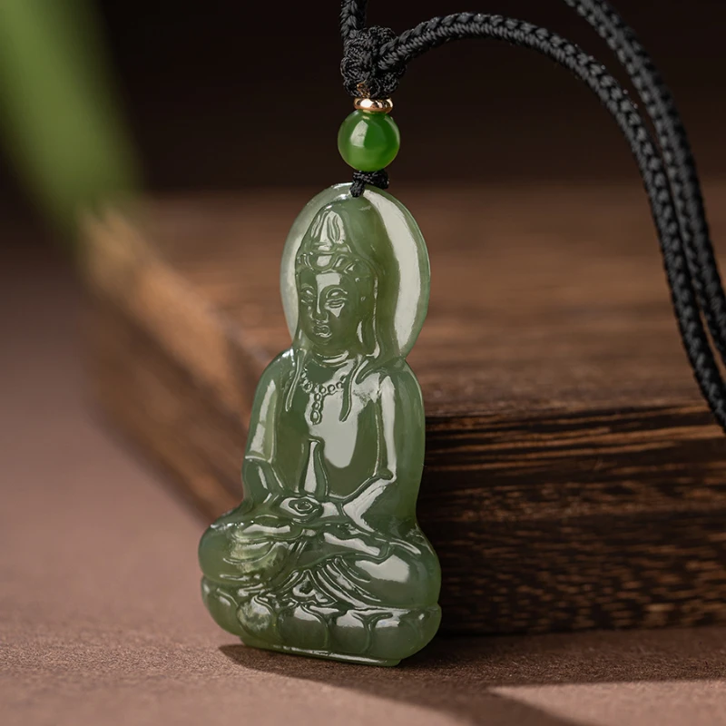 Guanyin hlava přívěsek řetízek jadeit přívěsek bodhisattva přívěsek