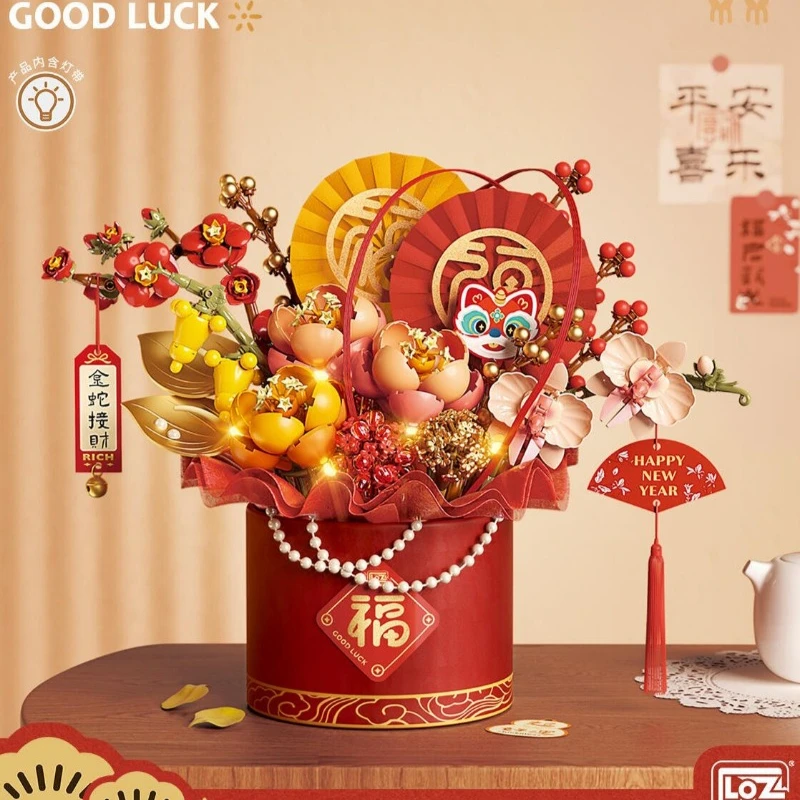 LOZ Chinese New Year Building Block Happy Lunar New Year Decoration Gift for Friends Family 2025 Home Decor