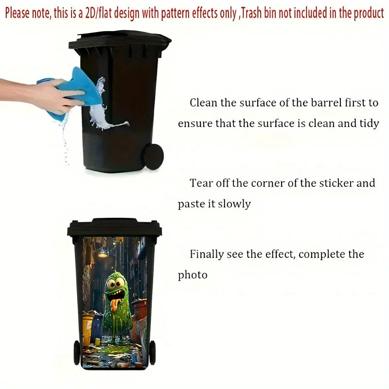 1 قطعة 2D شقة الطباعة سلة المهملات ملصق خلفية للزينة ذاتية اللصق المطبخ بن الديكور لعلب القمامة الجدران ديكور المنزل #3