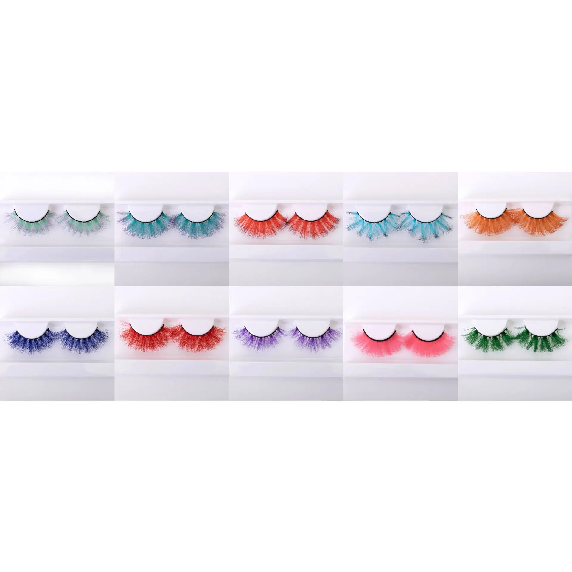 NEW Rainbow Eye Lashes Cruelty Free Silk Colored Eyelashes Dramatic Makeup Beauty Purple/pink/blue Cilias ombre blue eyelashes