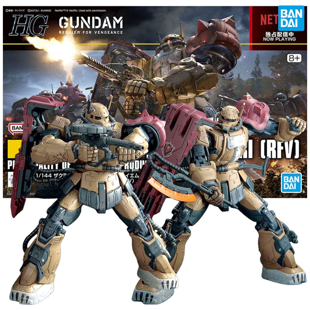 Bandai HGUC Gundam EX figura de acción MS-06F Zaku2 F tipo Solari Gundam Requiem para Vengeance Anime traje móvil juguete