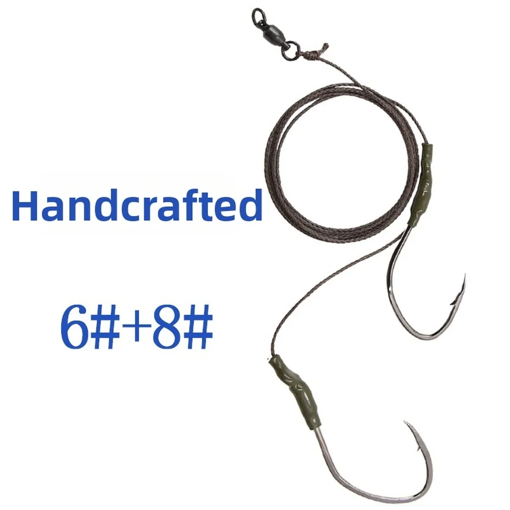 

Крючки из углеродистой стали для ловли сома, оснастка для рыбалки, одинарный или двойной крючок, готовый набор