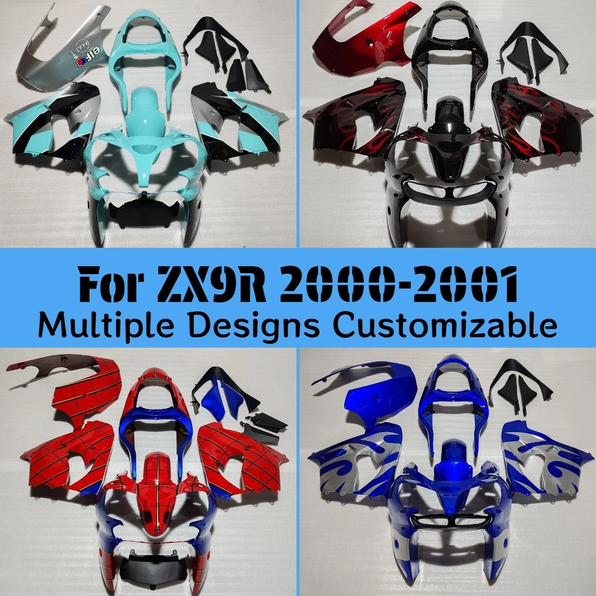 Karosserieteile Verkleidungen ZX 9R 2000 2001 Neuer Stil Motorradverkleidung Karosserie-Kit für Kawasaki ZX9R 00 01
