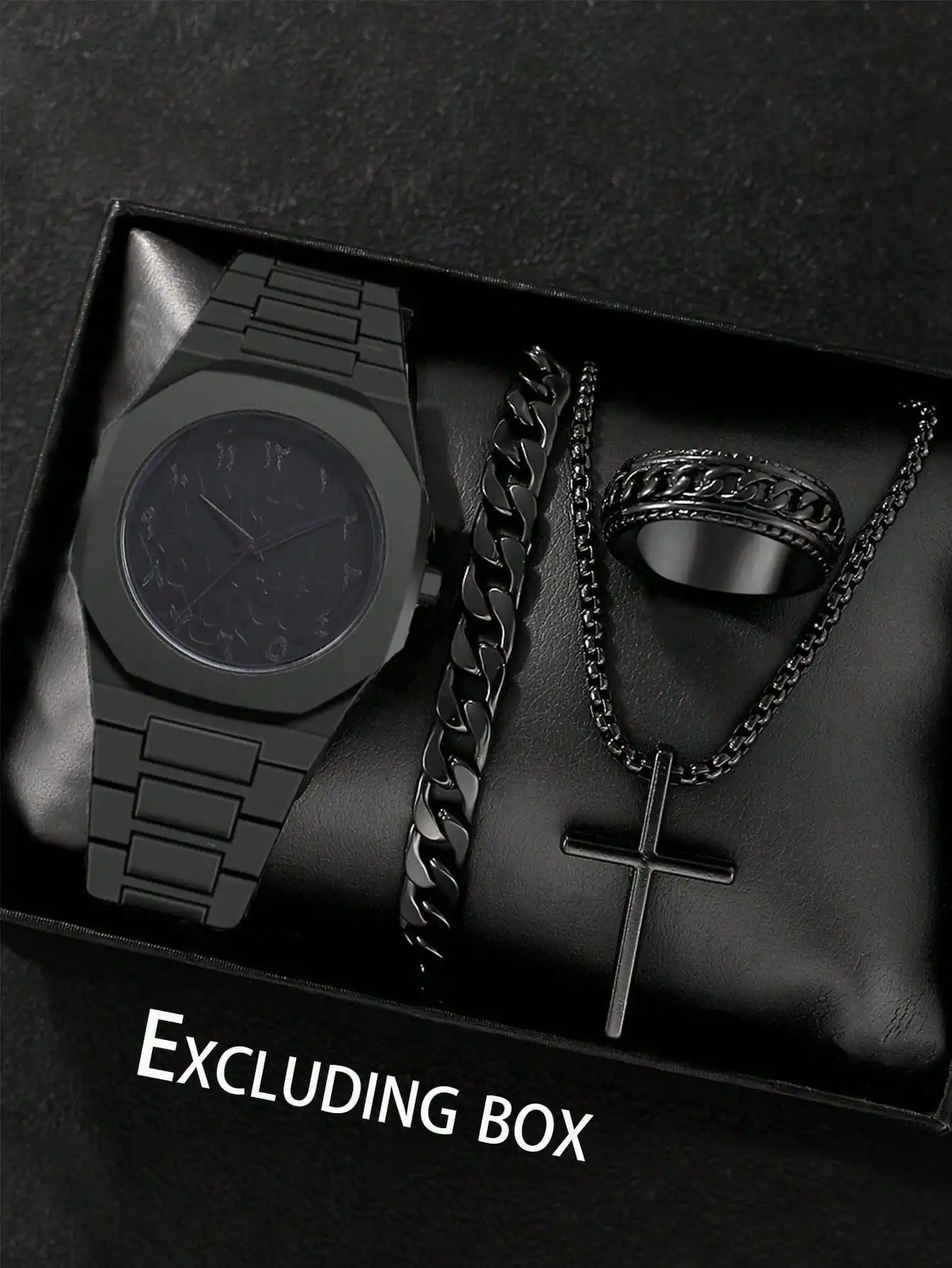 

Мужские часы из 4 предметов, пластиковые мужские кварцевые часы