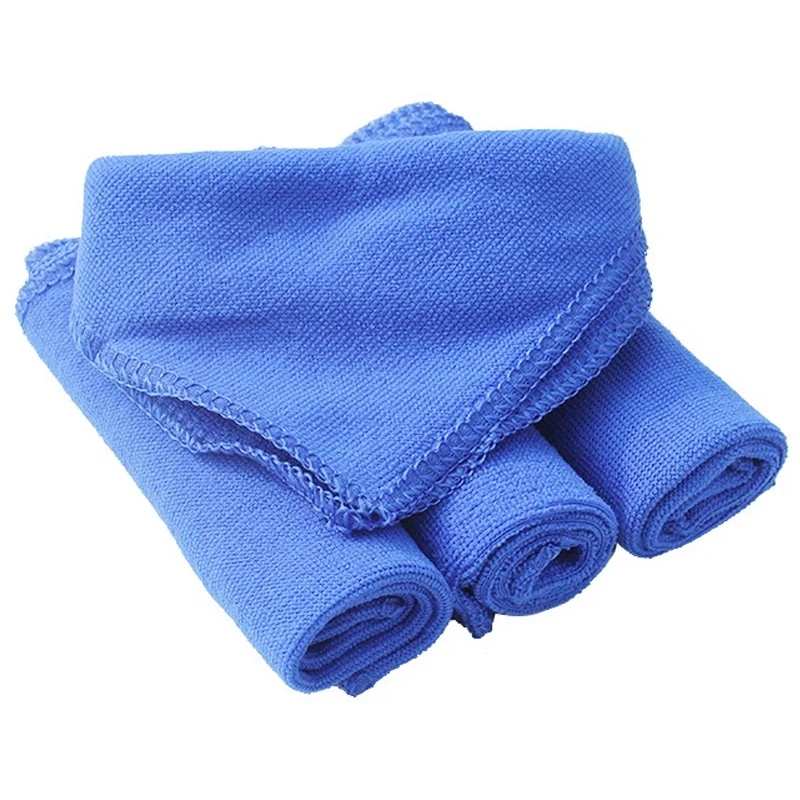 10 Pieces Microfiber Cleaning Cloths Blue Color Soft Washcloth High Absorbent Reusable Car Towel Kitchen Cleaning Rags 30x30cm