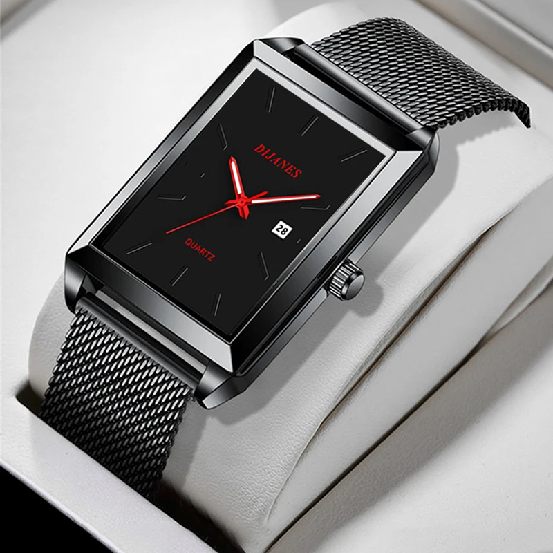 Minimalist Men Fashion Ultra Thin Watches Simple Men Business Stainless Steel Mesh Belt Quartz Watch Leisure Men Watch