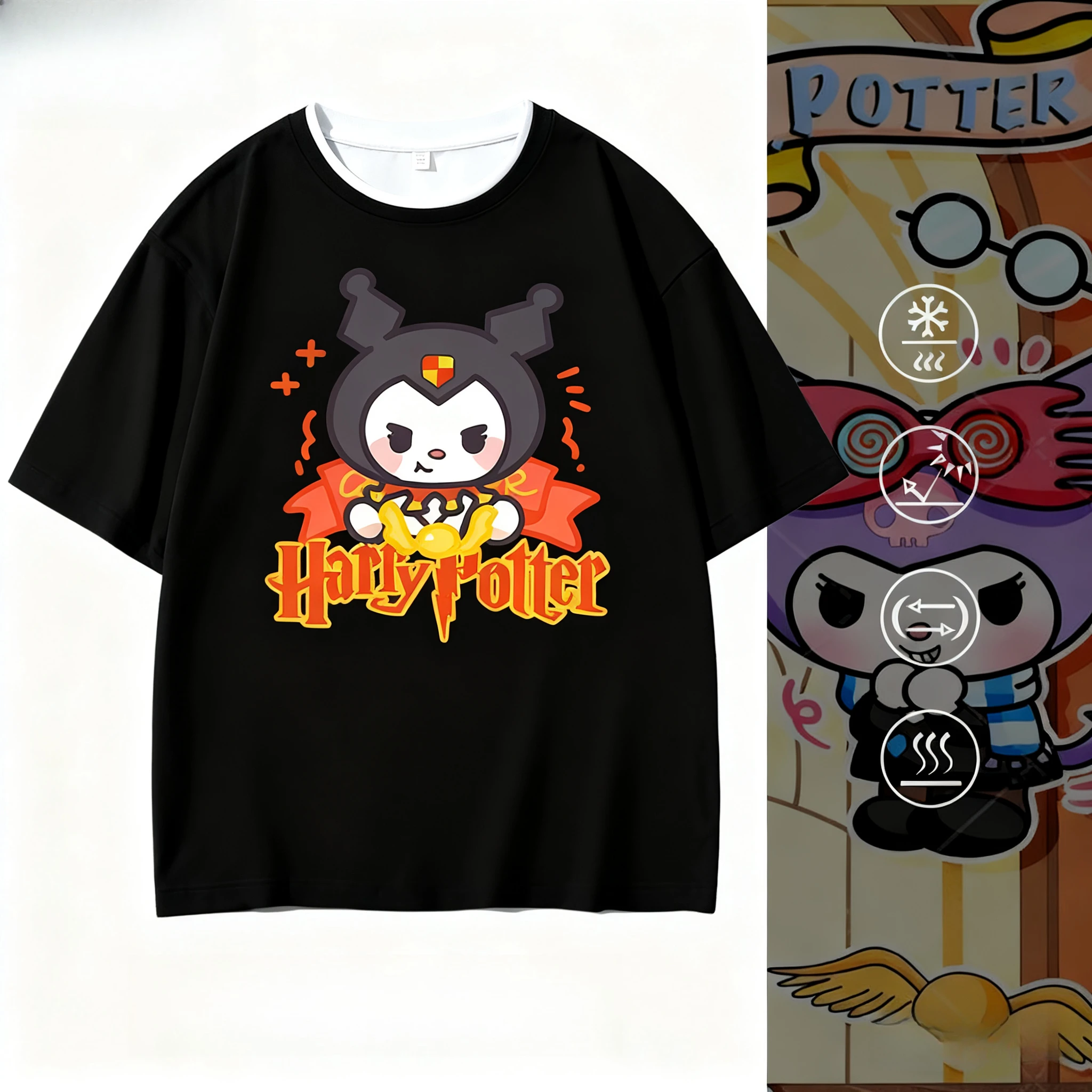 Camiseta de manga corta de Harry Potter Co-name Koulomi para hombres y mujeres, tela de secado rápido con ropa holgada, media manga para niños
