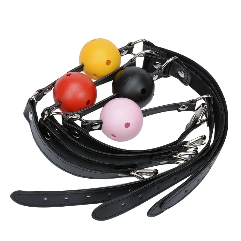 

Bondage Bdsm Colorful Ball Oral Fixation Open Mouth Gag Pu Leather Band Bondage Restraints Femdom Sm Toy Adult Games For Couples