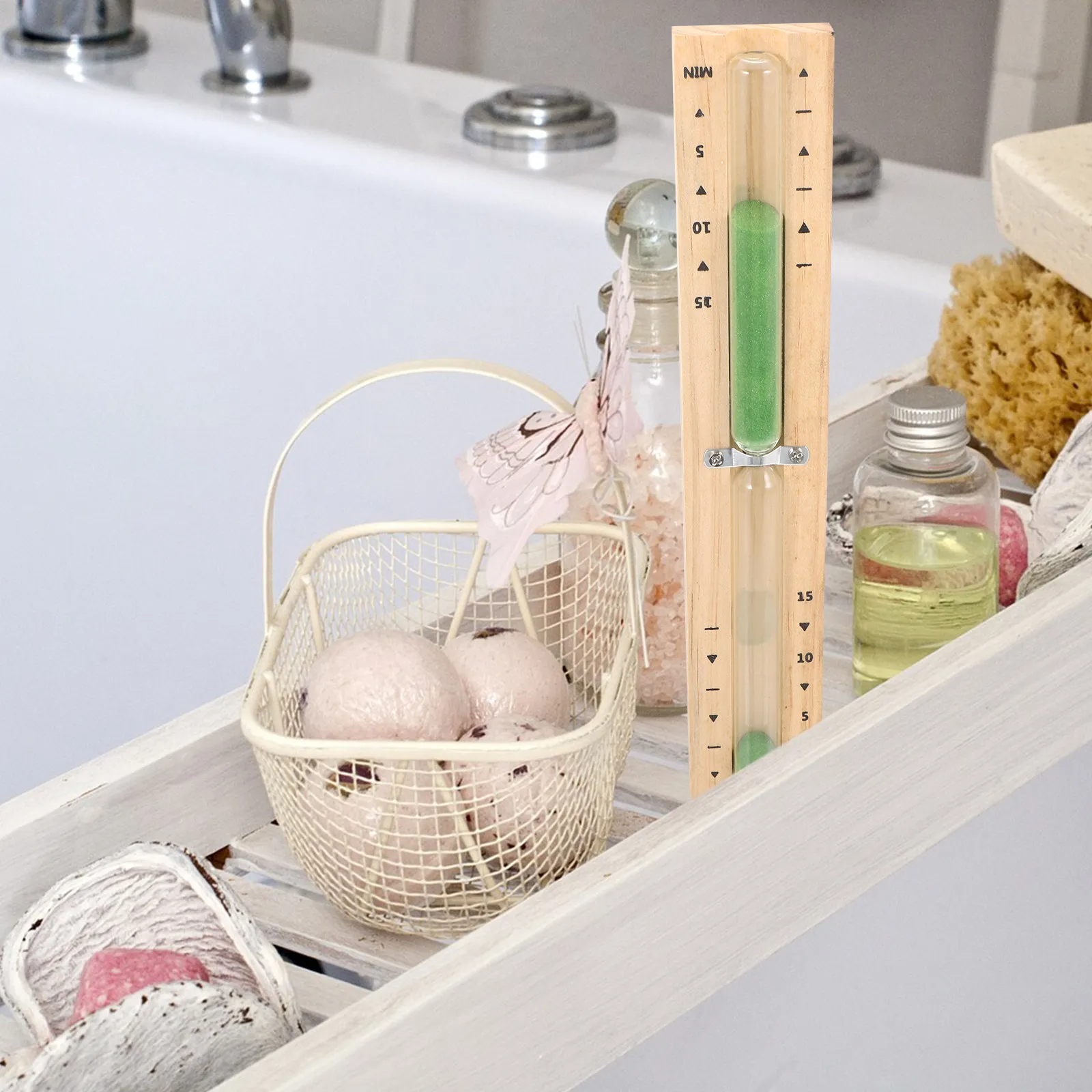 

Wooden Hourglass Timer 15 Minute for Sauna Room Steam Management Transparent Glass Tube Decorative Timer