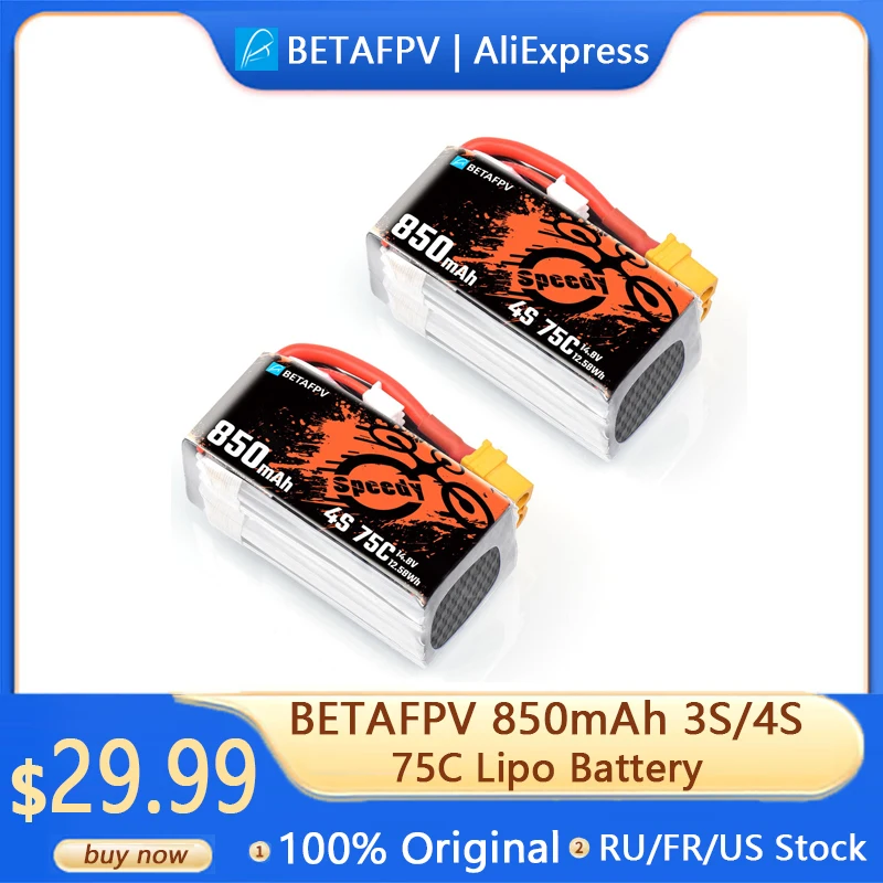 BETAFPV 850mAh 3S/4S 75C Lipo Battery XT30 plug (2PCS)