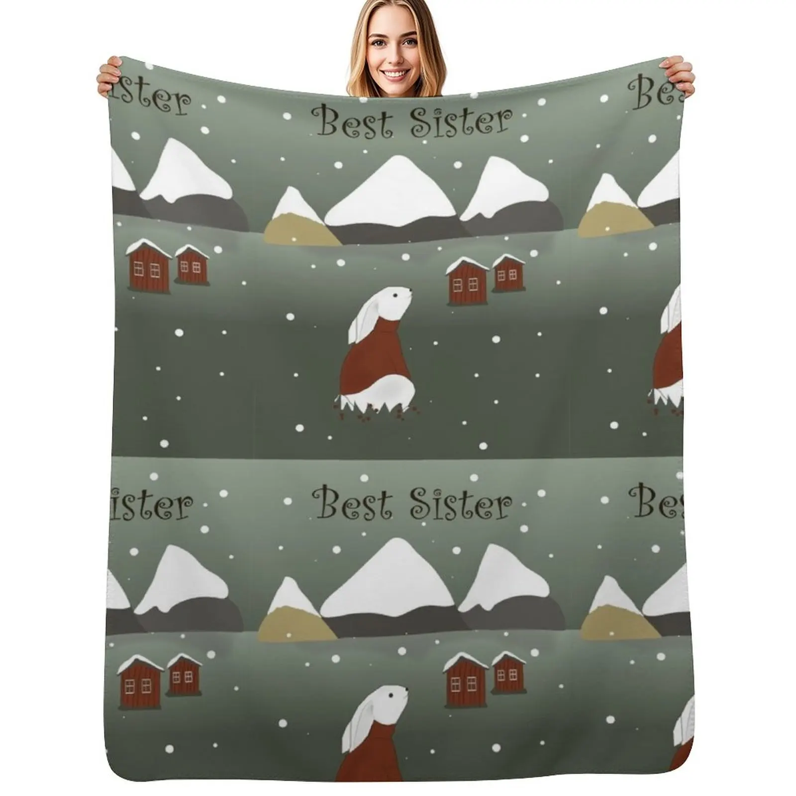 Scandinavian hare Throw Blanket Warm Plush Fuzzy Blanket for Living Room