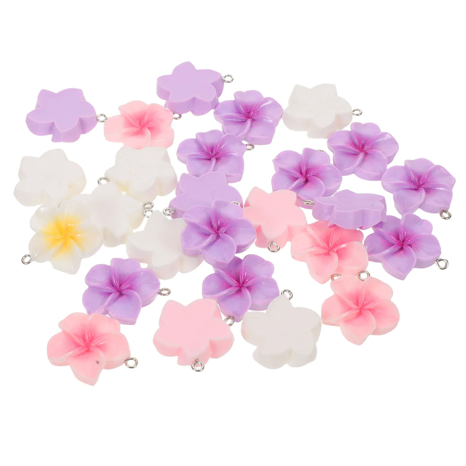 

60pcs Resin Plumeria Pendant Hawaiian Flower Charm Lightweight Mini Tropical Jewelry For Beach Wedding Crafts Keychain Diy