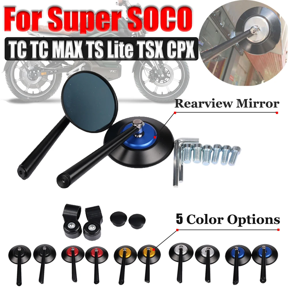 Motorcycle Rearview Mirror Dedicated For Super SOCO TS Lite TC TCMAX MAX Pro CU Left Right Mirror retro round Side Mirrors Parts