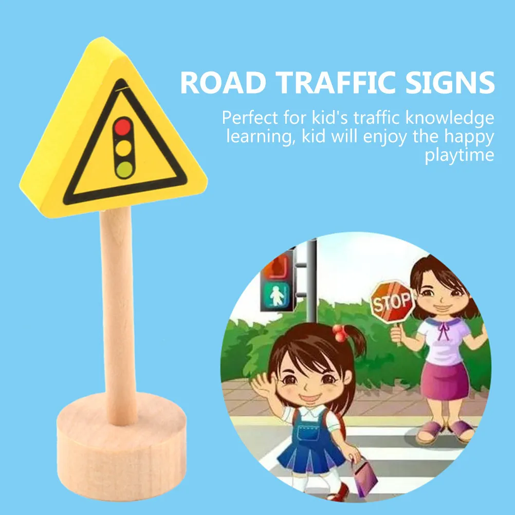 

50 шт. прочных деревянных моделей дорожных знаков для детей: обучение дорожному движению, симуляционные игры, раннее развитие, безопасность на дорогах