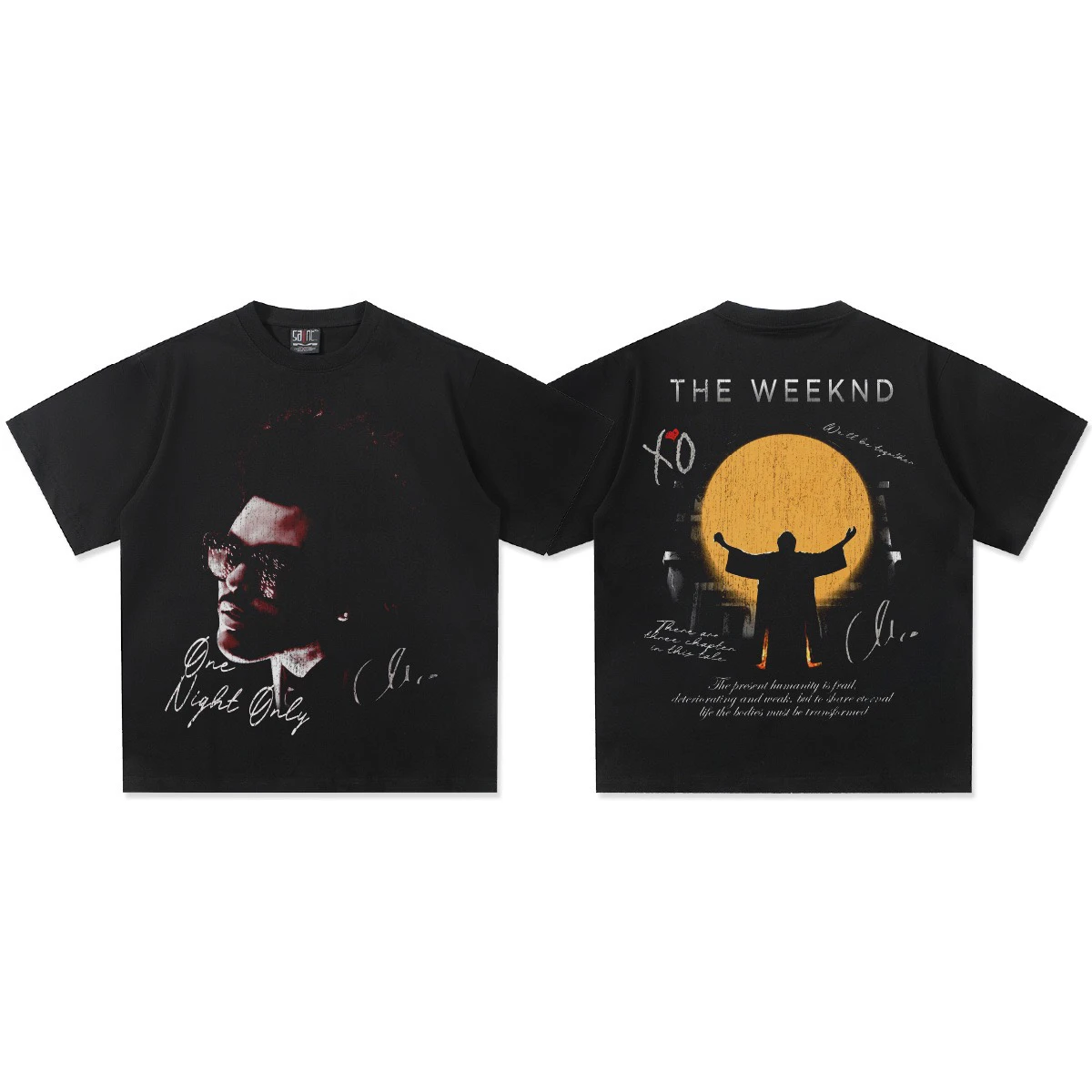 الهيب هوب الراب The Weeknd قصيرة الأكمام تي شيرت الرجال والنساء الصيف المد العلامة التجارية خمر فضفاض القطن نصف كم