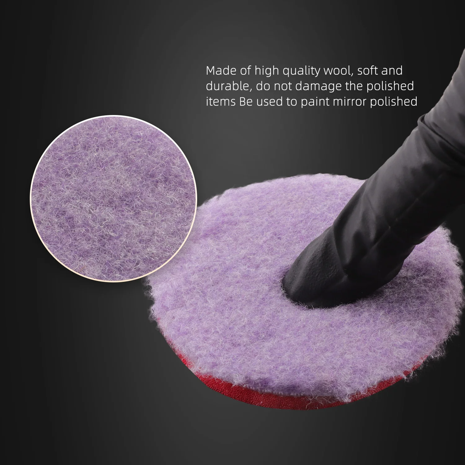 Spta 0.5 polegadas(12.5mm)/1 polegada(38mm)/2 polegadas(50mm)/3 polegadas(75mm) almofada de lã roxa conjunto para polimento e limpeza de detalhamento de carro