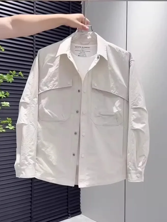 

Loose Casual Sle Men's Jaet Deconstructed Collar Outdoor Windproof Long Sve Polyester Fiber Youth Daily Wear