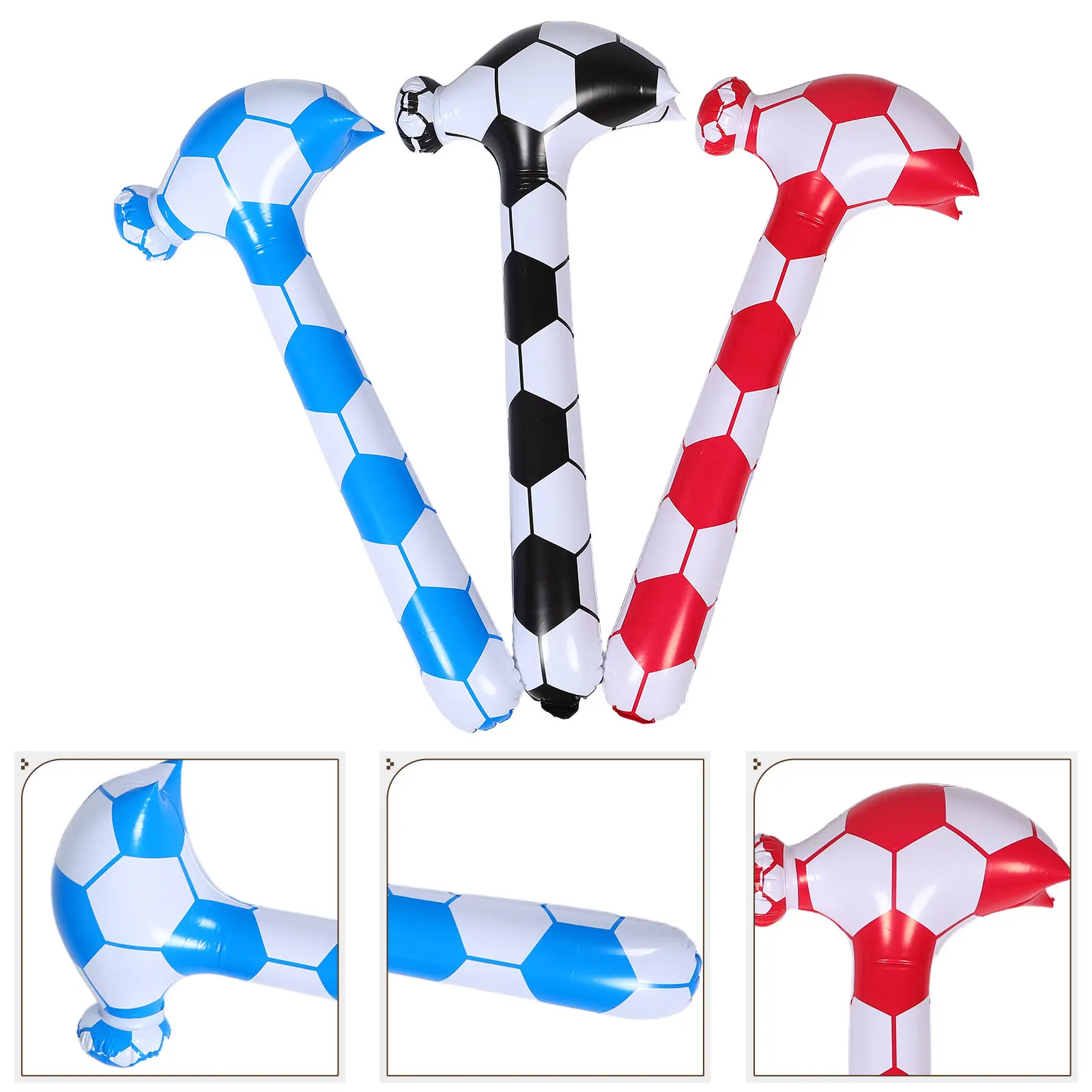 

Набор из 3 надувных молотков для футбольных игр, вечеринок у бассейна, семейных встреч, школьных мероприятий, инструмент для поддержки команды, портативный, легко хранить, для детей