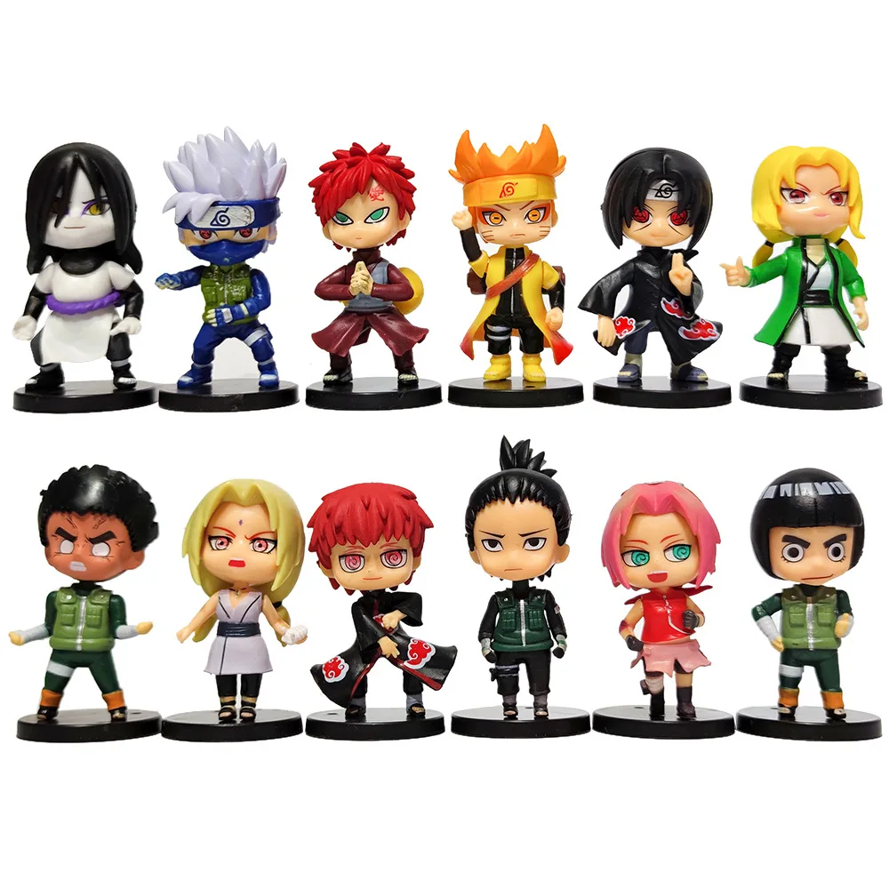 Nowy 12 sztuk/zestaw Anime rysunek Naruto Shippuden Hinata Sasuke Itachi Kakashi Gaara figurka Q wersja pcv figurki zabawki prezent